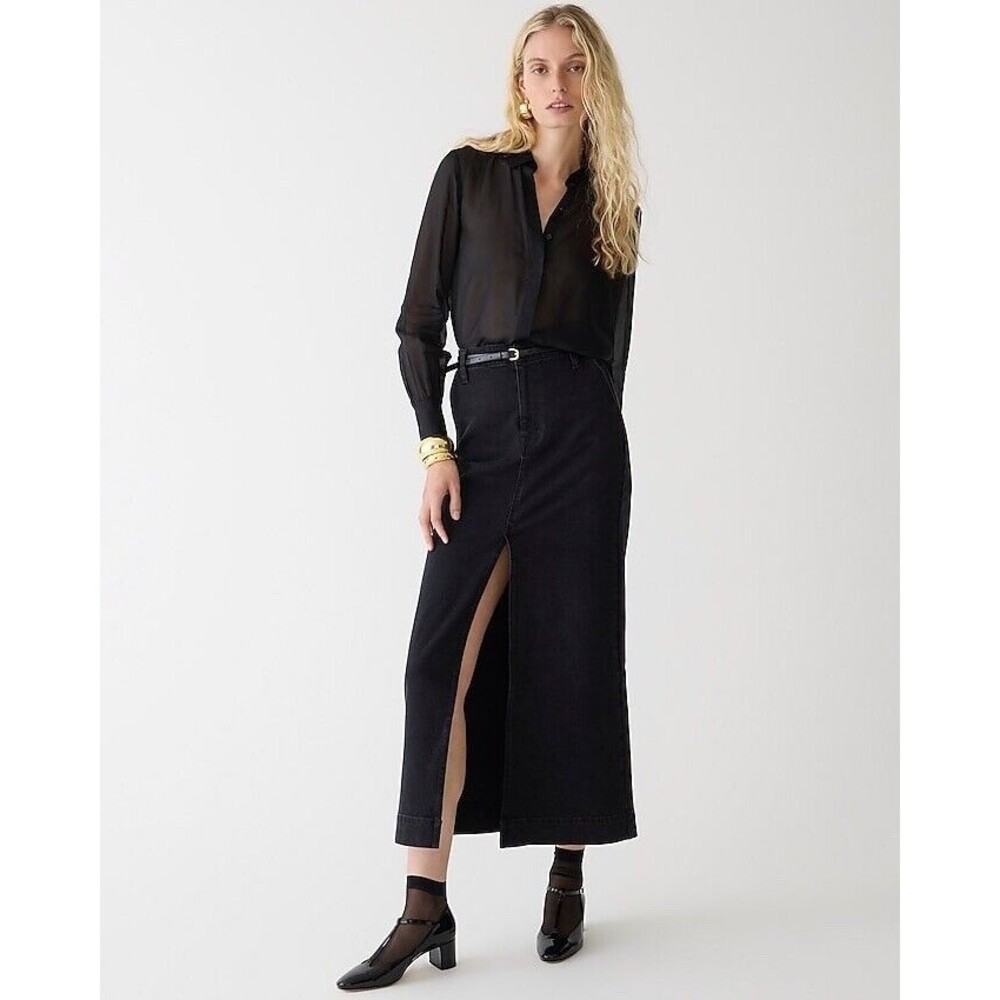 J.Crew Denim maxi skirt in washed black NWT Size 32